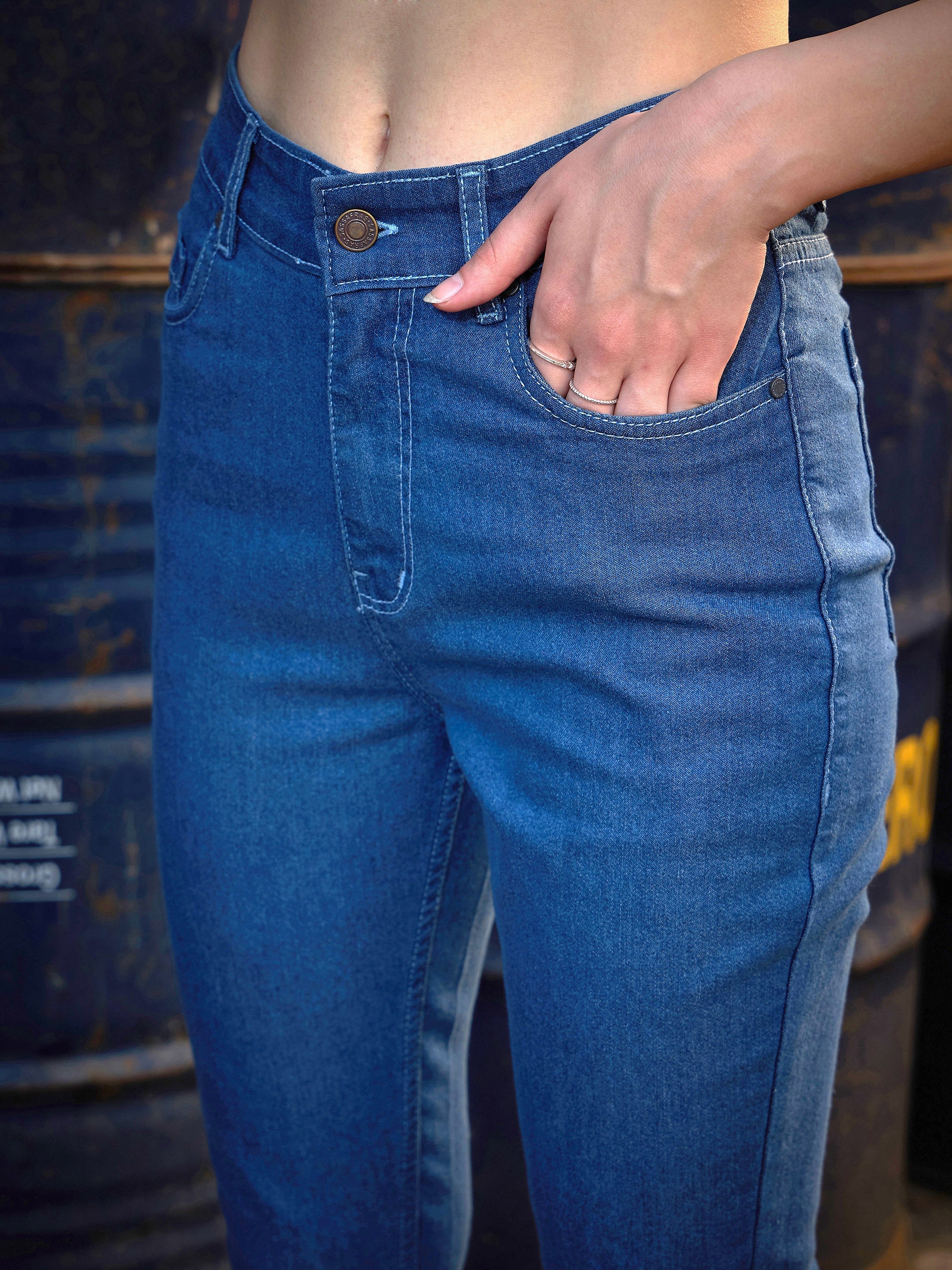 Women's Blue Boot Cut Premium Jeans - SASSAFRAS