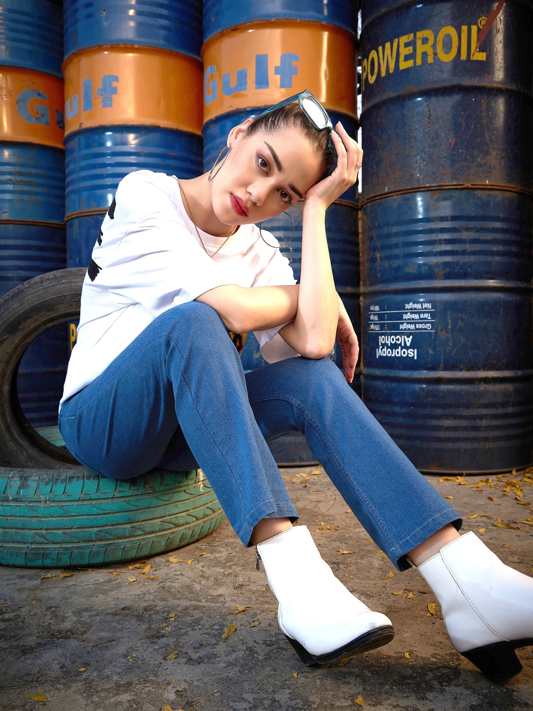 Women's Blue Boot Cut Premium Jeans - SASSAFRAS