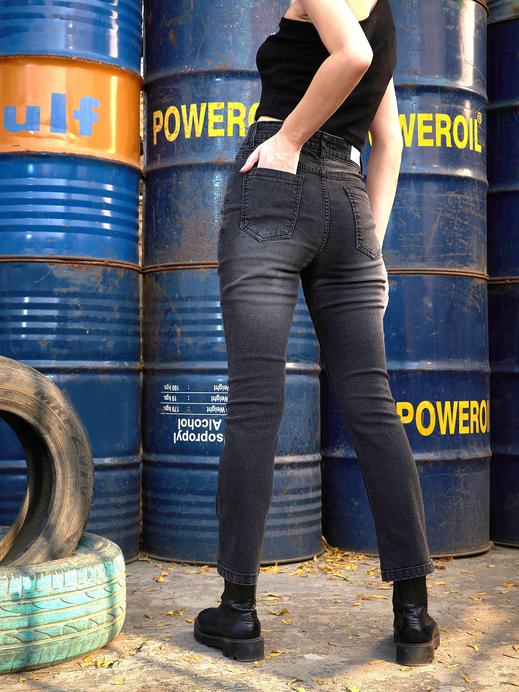 Women's Grey Wash Boot Cut Premium Jeans - SASSAFRAS