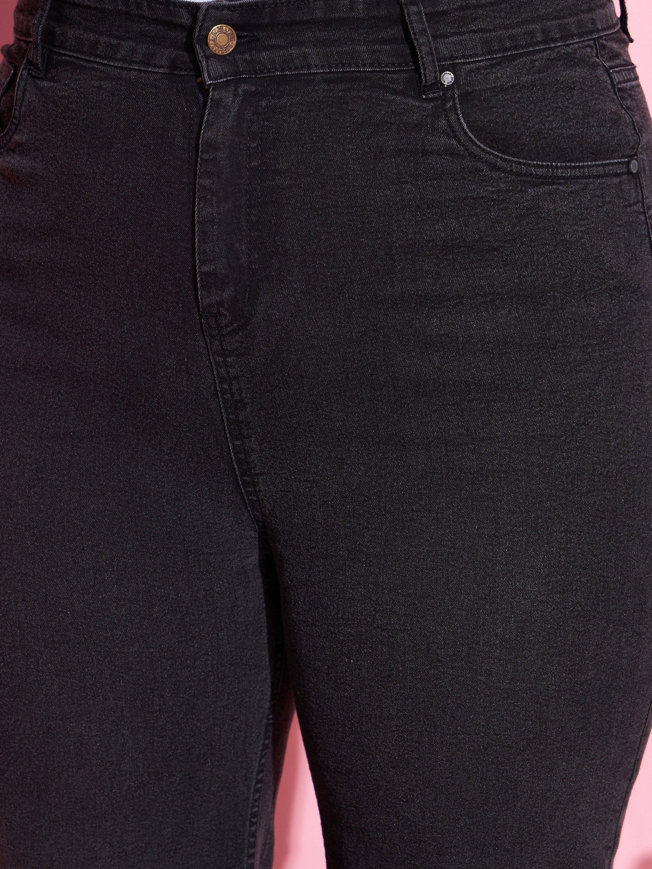 Women's Black Acid Wash Denim Straight Jeans - SASSAFRAS