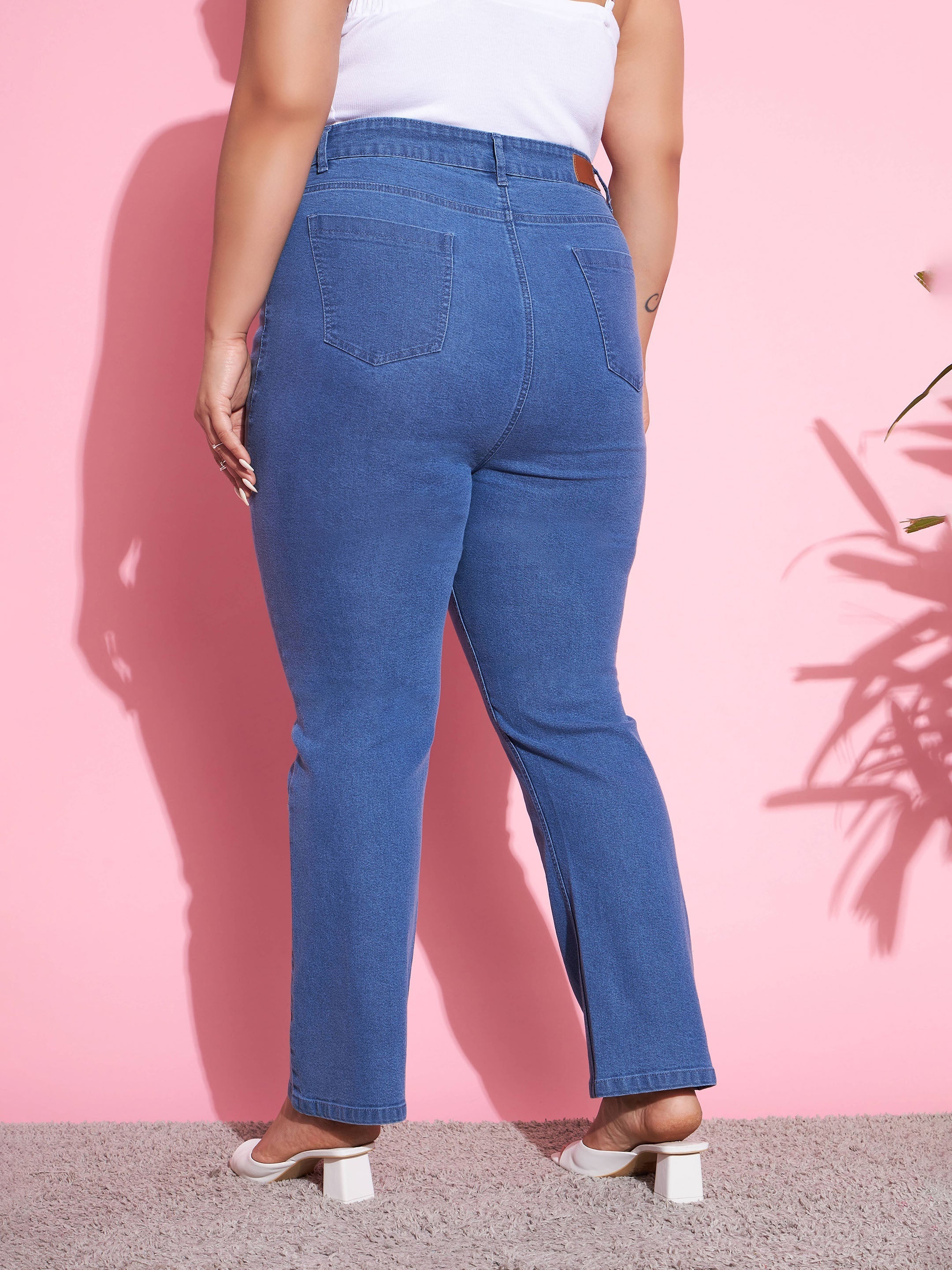 Women's Blue Wash Denim Boot Cut Jeans - SASSAFRAS