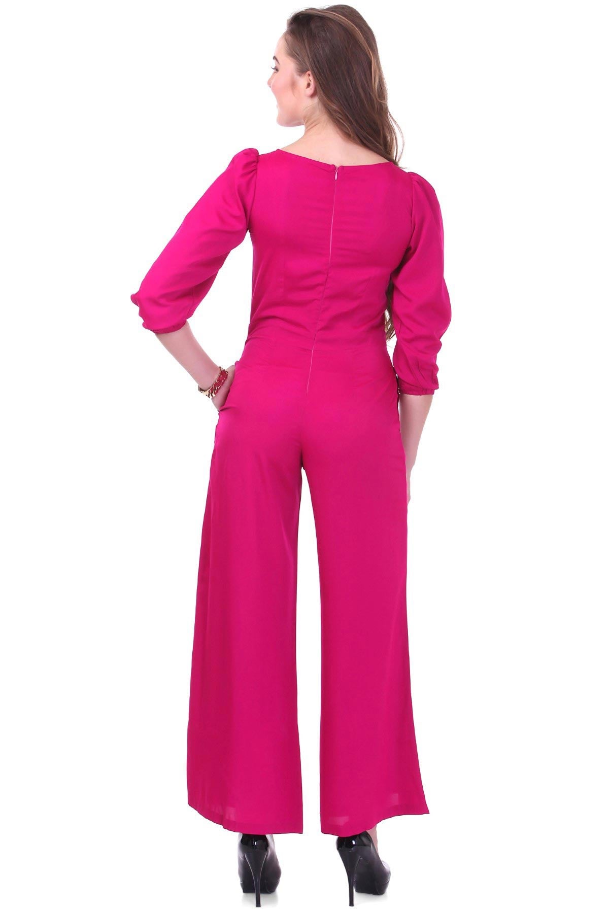 Women's Fuchsia Palazzo Jumpsuit - SASSAFRAS