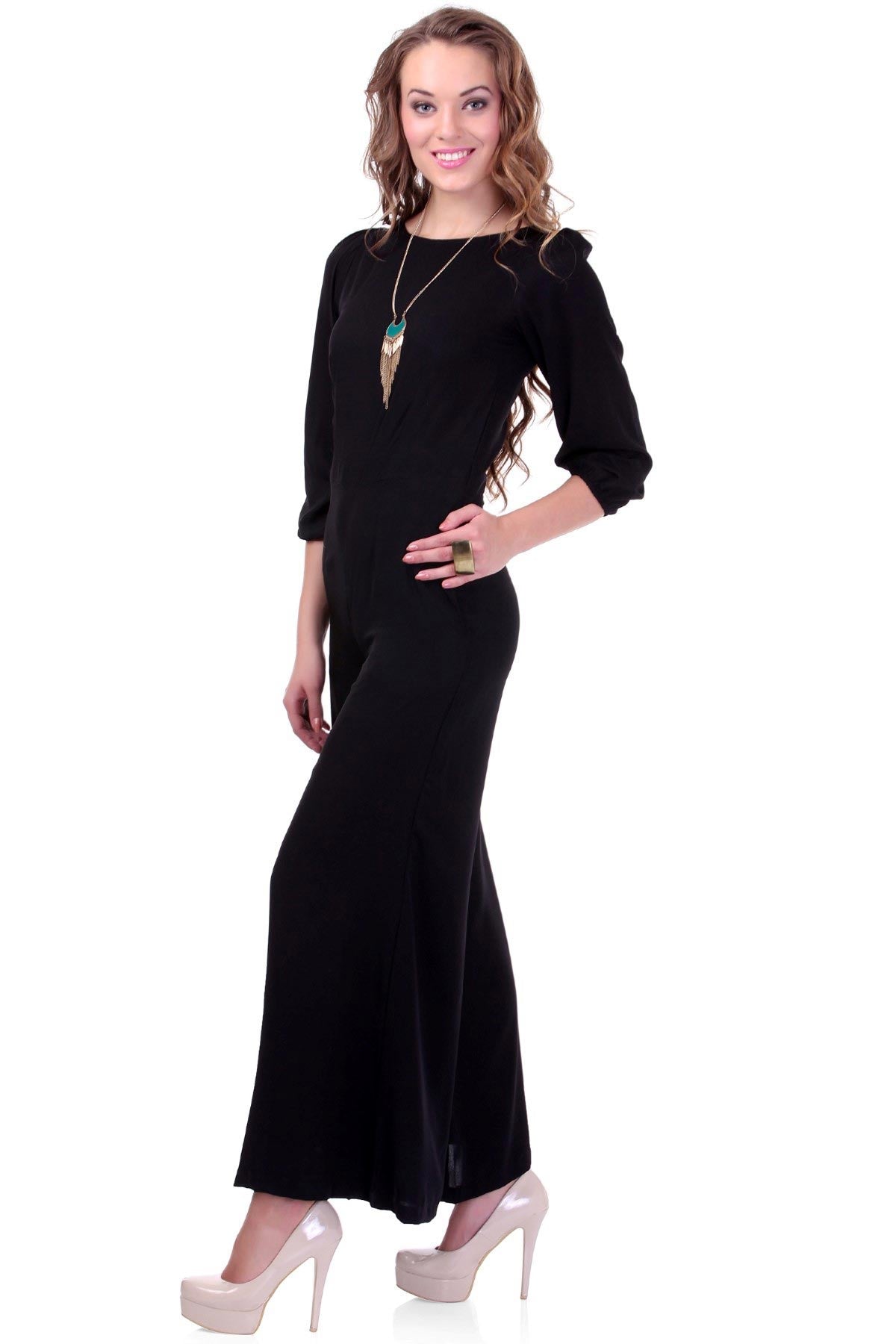 Women's Black Palazzo Jumpsuit - SASSAFRAS