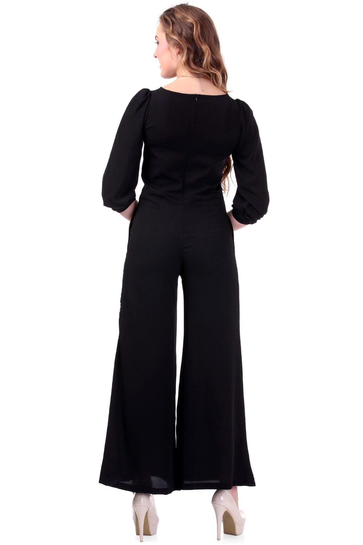 Women's Black Palazzo Jumpsuit - SASSAFRAS