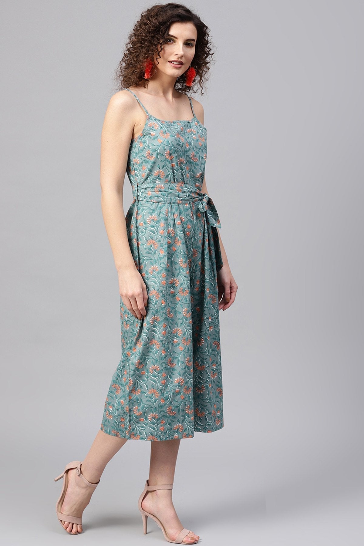 Women's Blue Floral Strappy Jumpsuit - SASSAFRAS