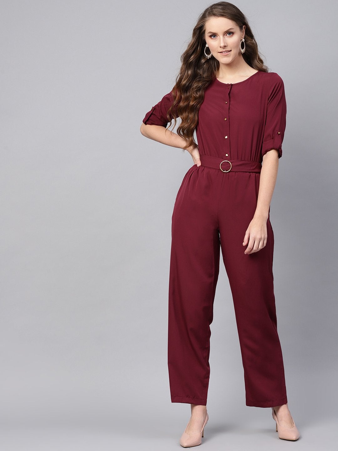 Womens Jumpsuit Wine Colour Jumpsuit Buy Women'S Wine Palazzo