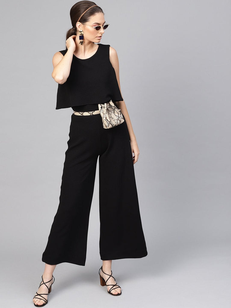 Women's Black Layered Jumpsuit