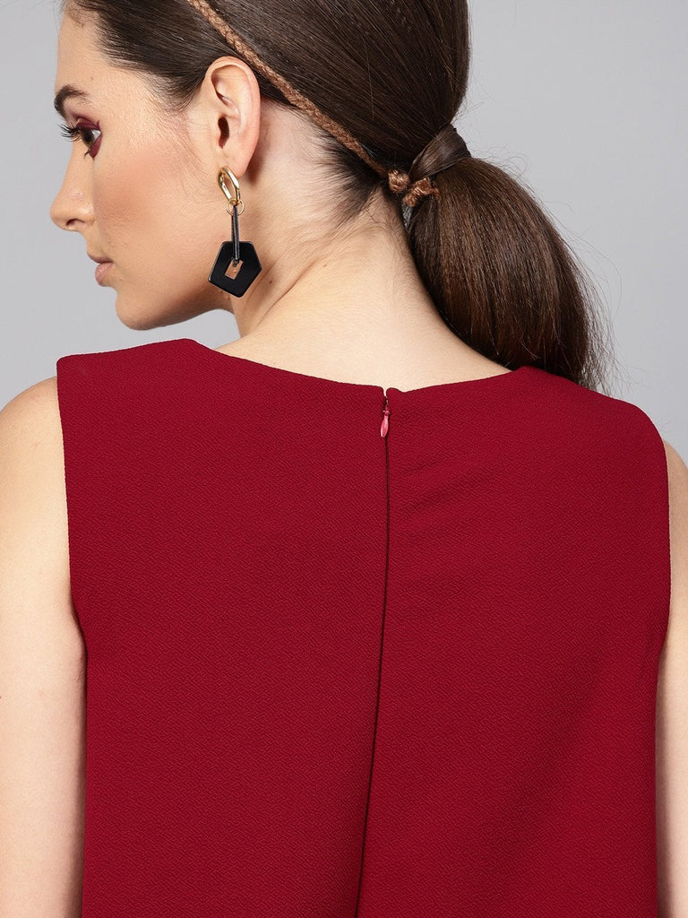 Women's Maroon Layered Jumpsuit