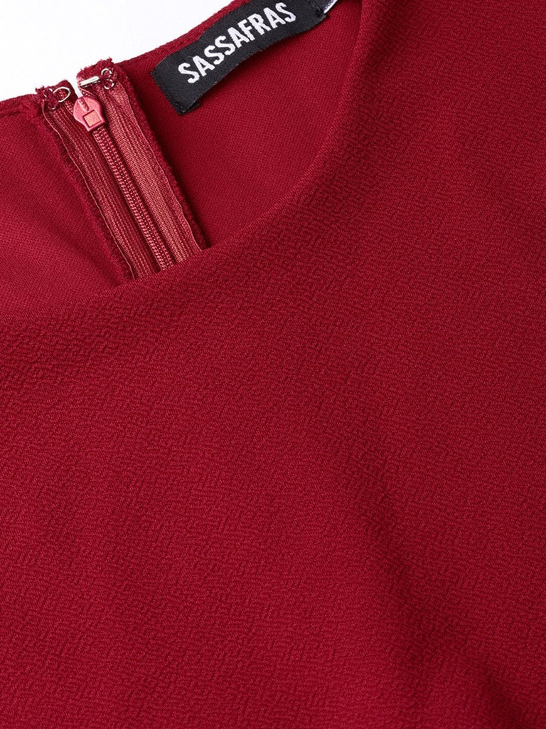 Women's Maroon Layered Jumpsuit