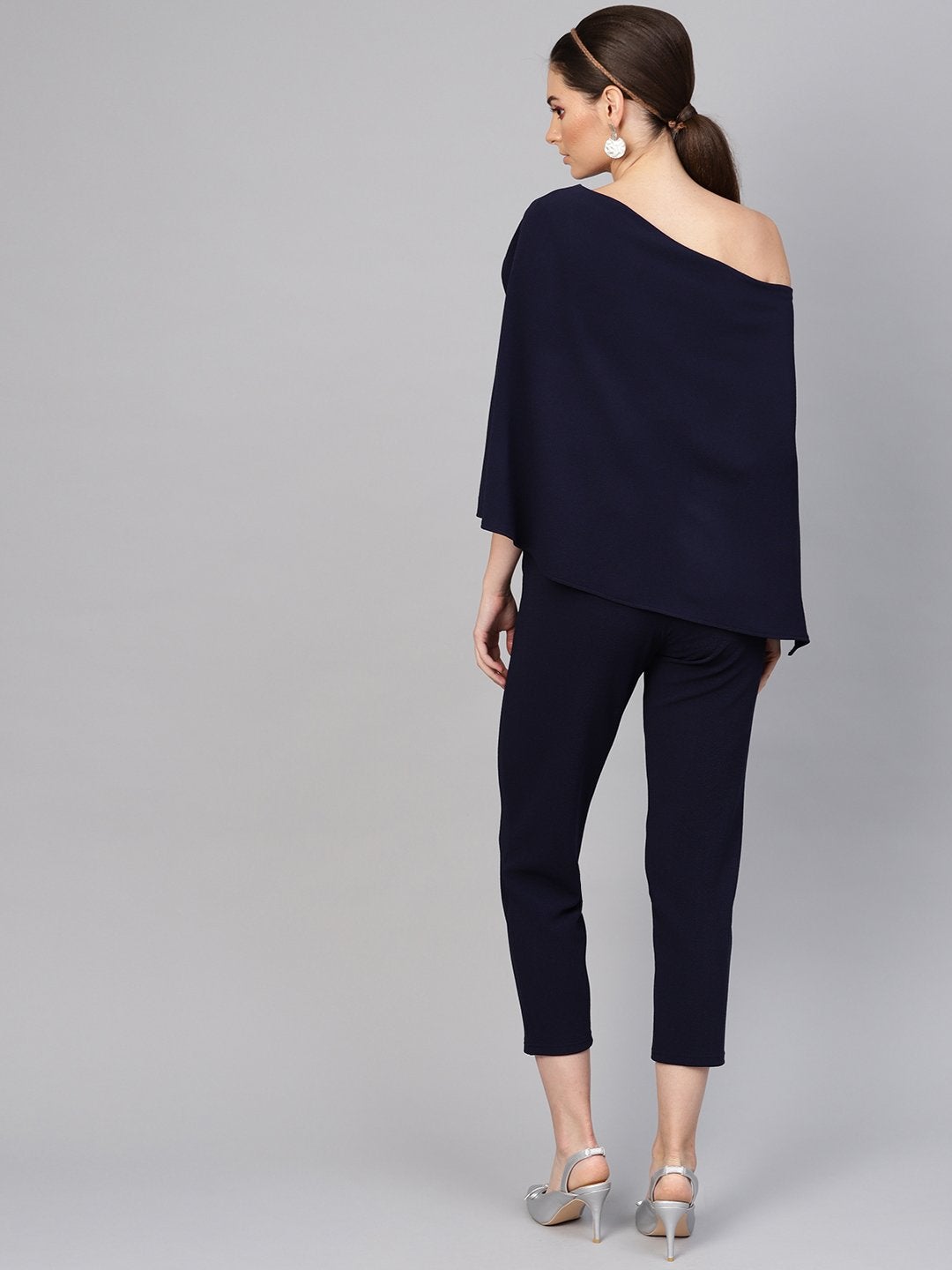 Women's Navy Cape Jumpsuit - SASSAFRAS