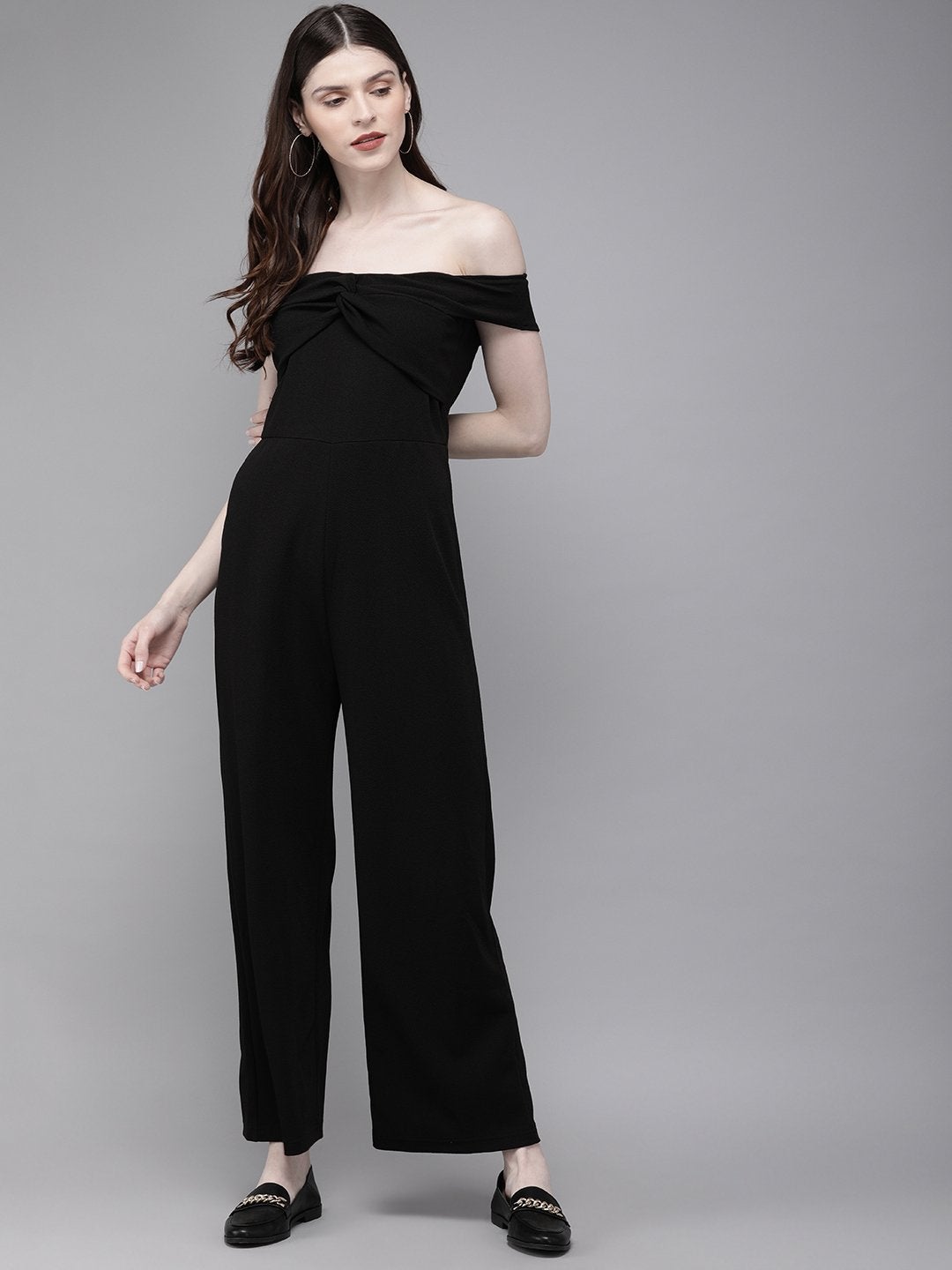 Women's Black Off Shoulder Jumpsuit - SASSAFRAS