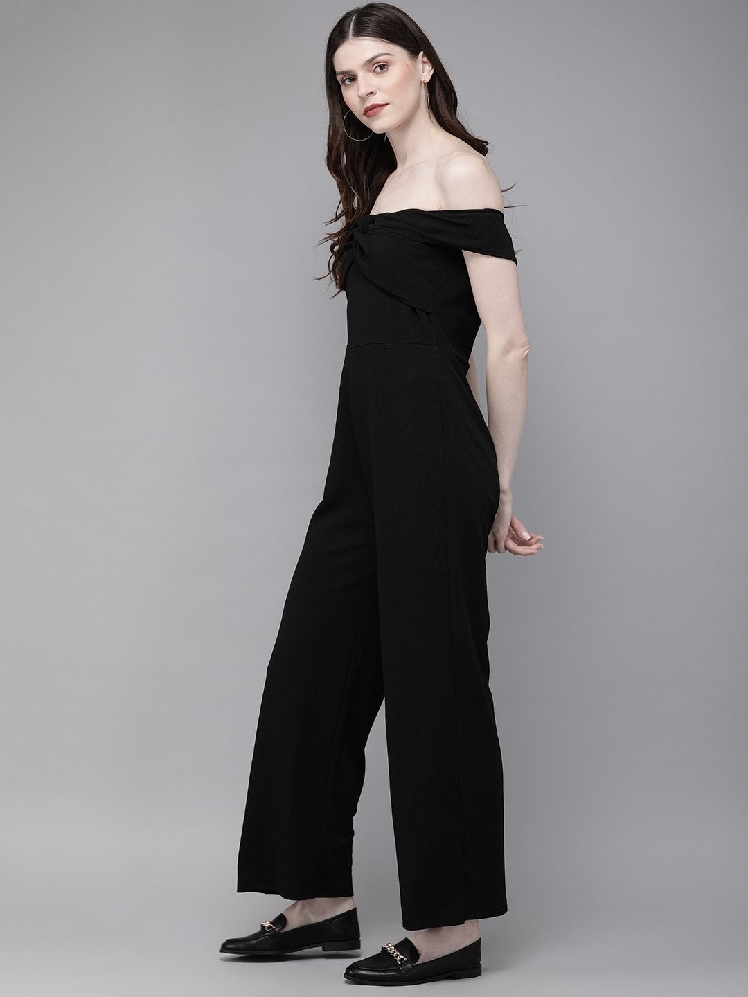 Women's Black Off Shoulder Jumpsuit - SASSAFRAS