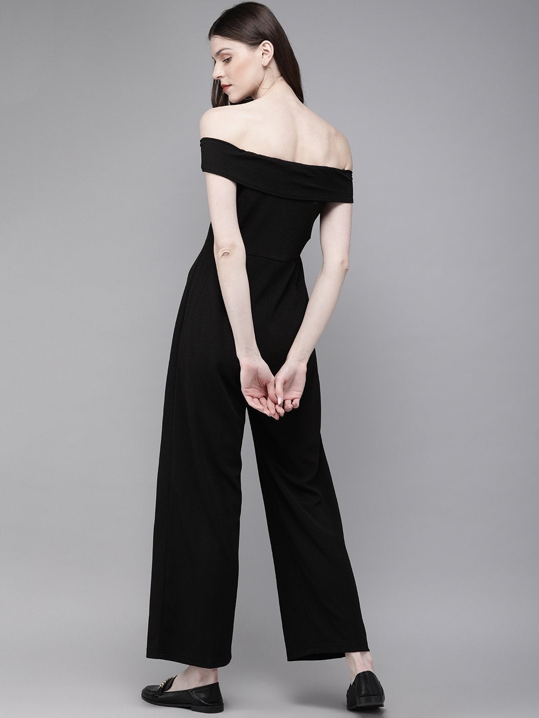 Women's Black Off Shoulder Jumpsuit - SASSAFRAS