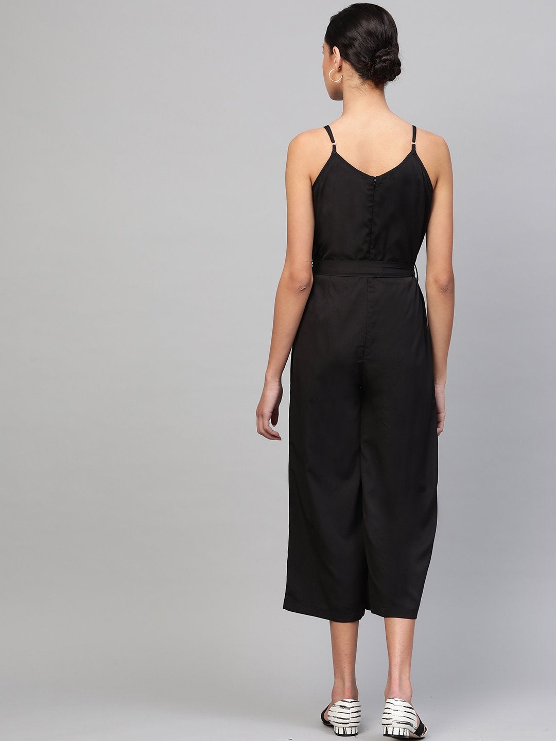 Women's Black Strappy Jumpsuit - SASSAFRAS