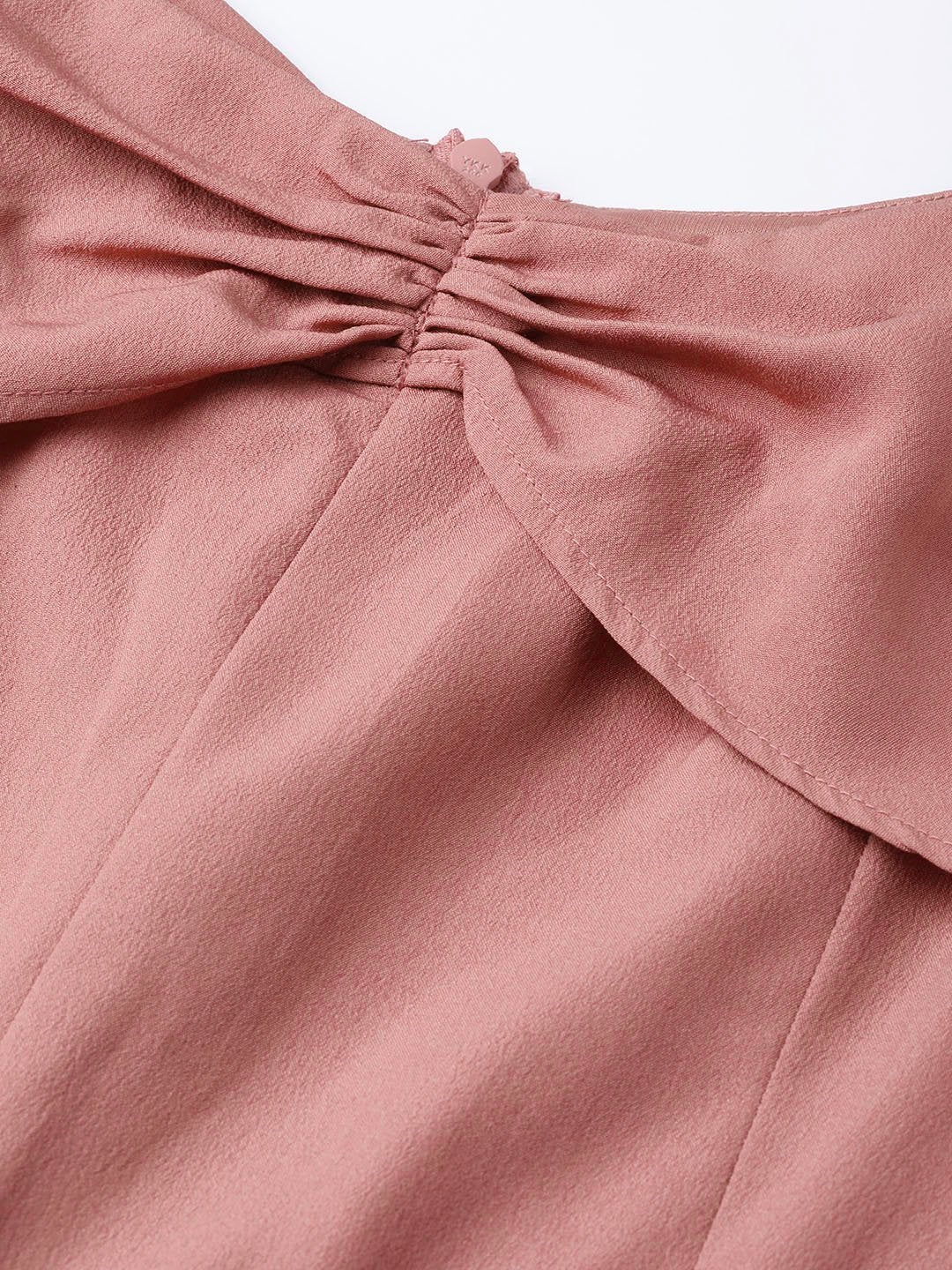 Women's Baked Pink Tie Up Sleeve Detail Jumpsuit - SASSAFRAS