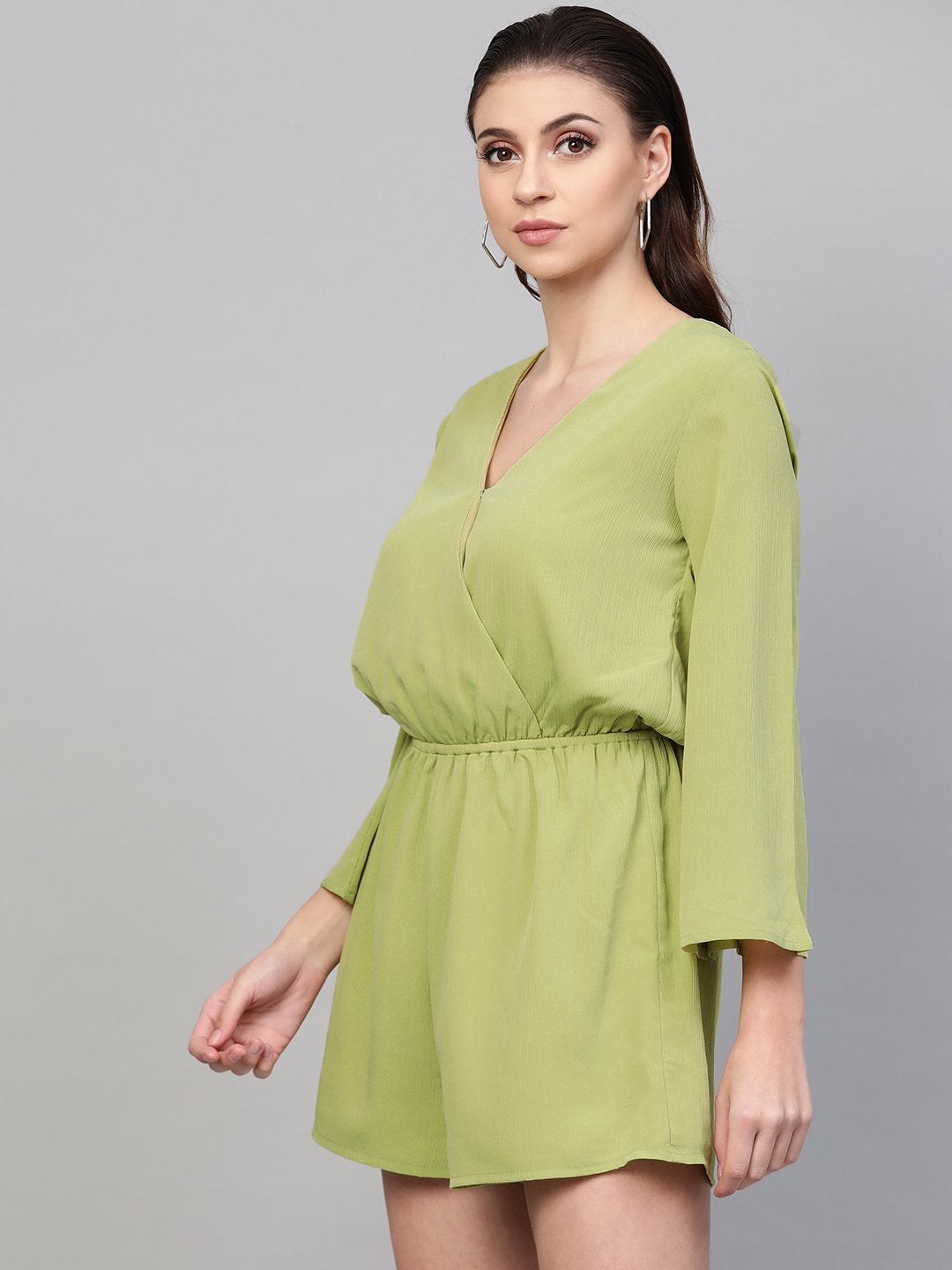 Women's Mint Green Wrap Romper - SASSAFRAS