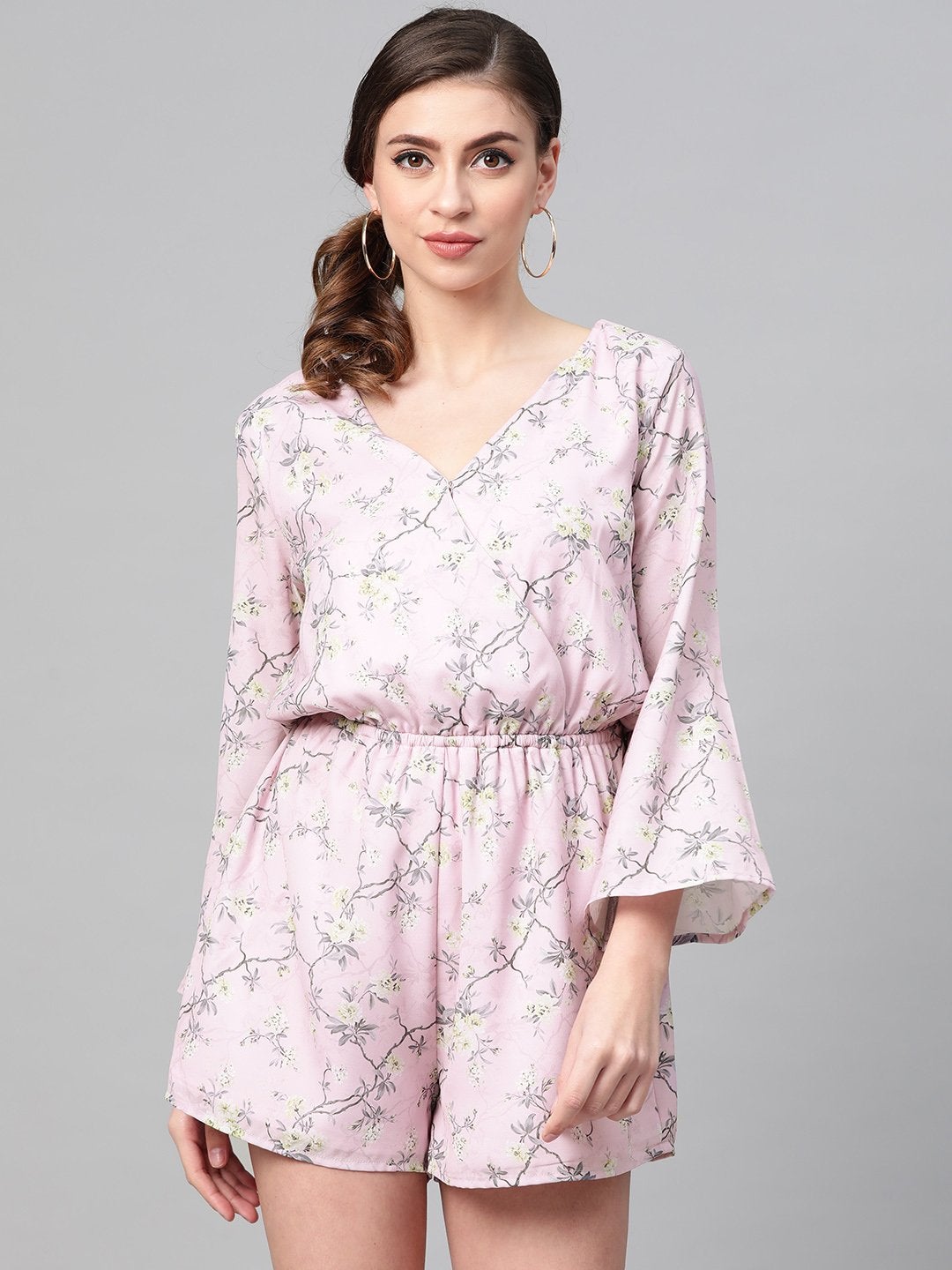 Women's Lilac Floral Wrap Romper - SASSAFRAS