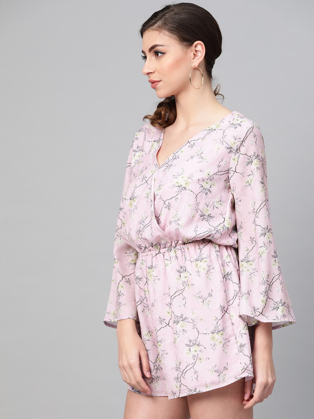 Women's Lilac Floral Wrap Romper - SASSAFRAS