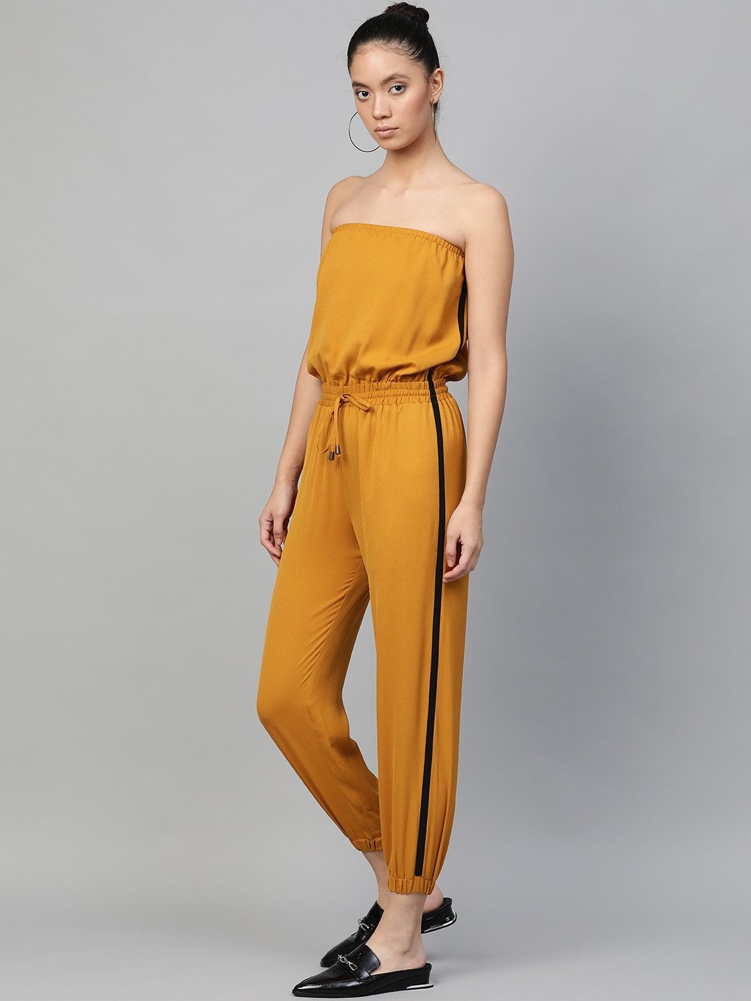 Women's Mustard Side Tape Tube Bardot Jumpsuit - SASSAFRAS