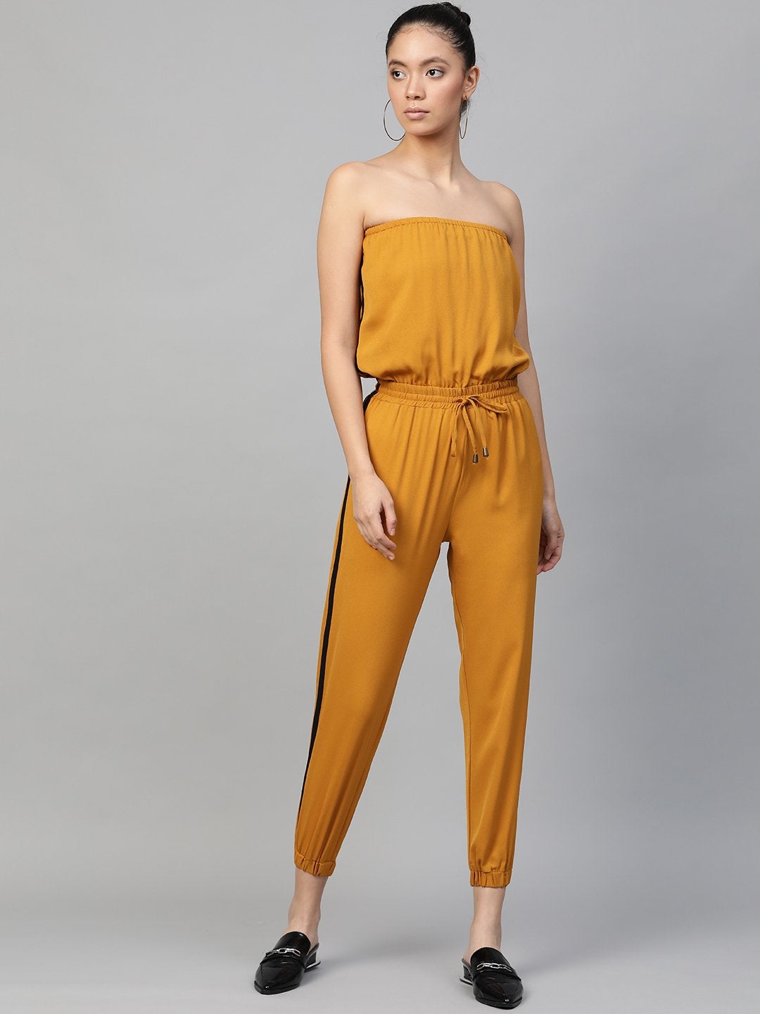 Women's Mustard Side Tape Tube Bardot Jumpsuit - SASSAFRAS