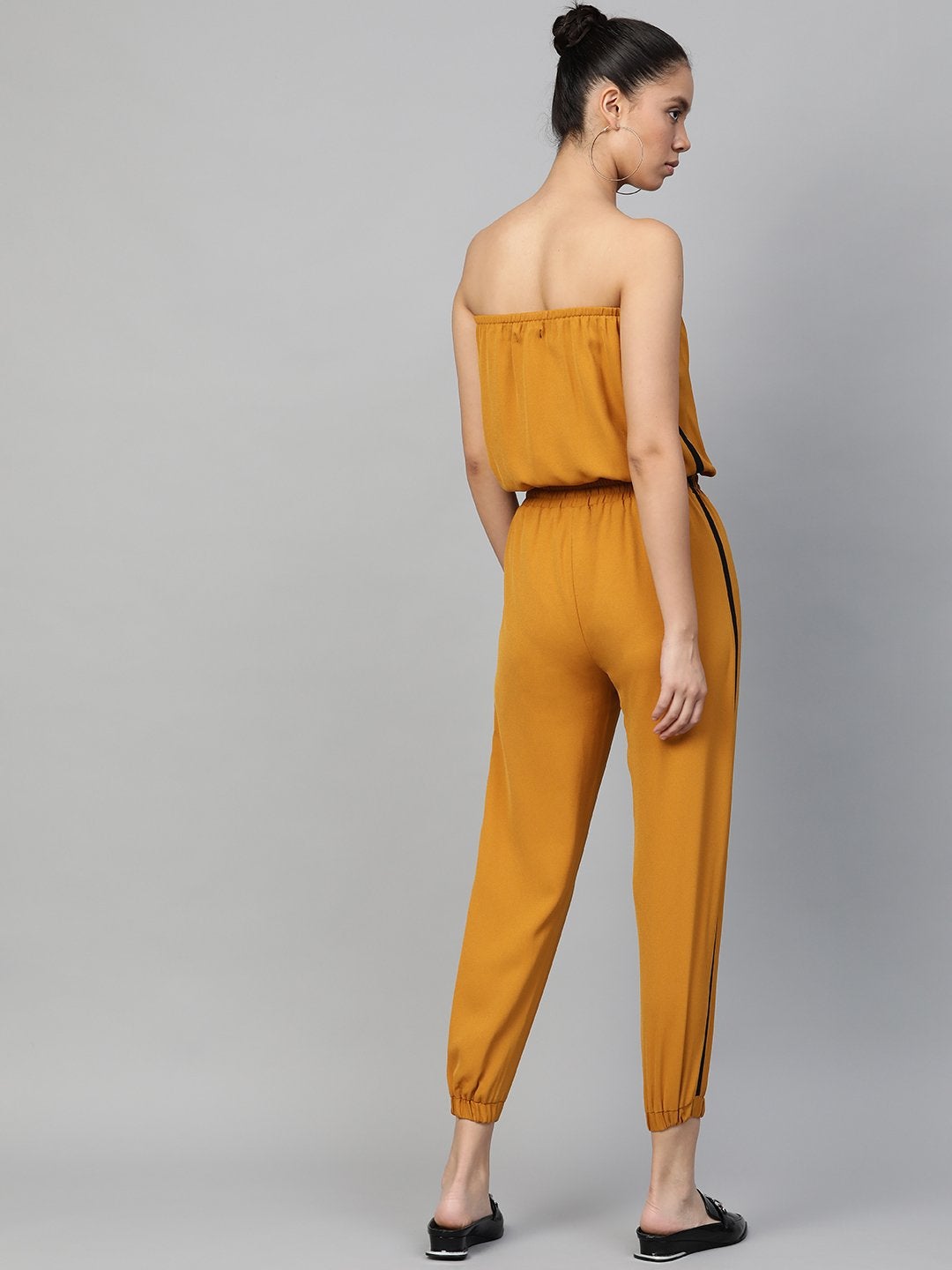 Women's Mustard Side Tape Tube Bardot Jumpsuit - SASSAFRAS