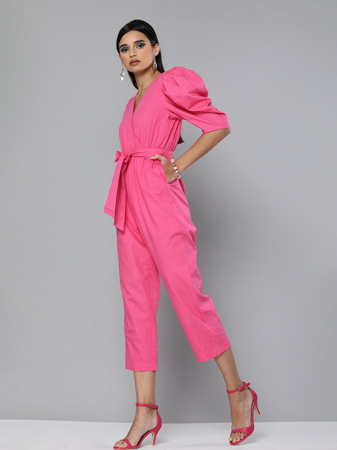 Women's Fuchsia Tapered Leg Jumpsuit - SASSAFRAS