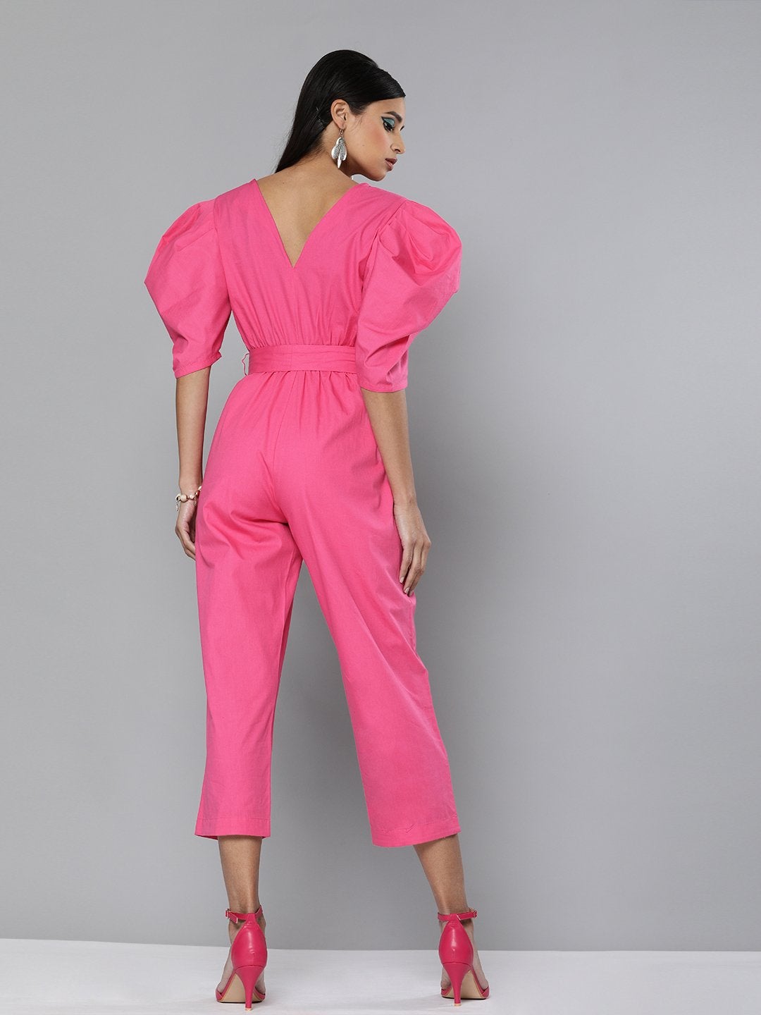 Women's Fuchsia Tapered Leg Jumpsuit - SASSAFRAS