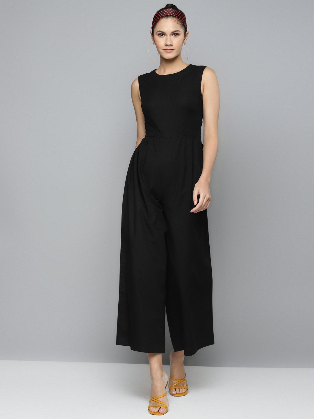 Women's Black Tie Up Jumpsuit - SASSAFRAS