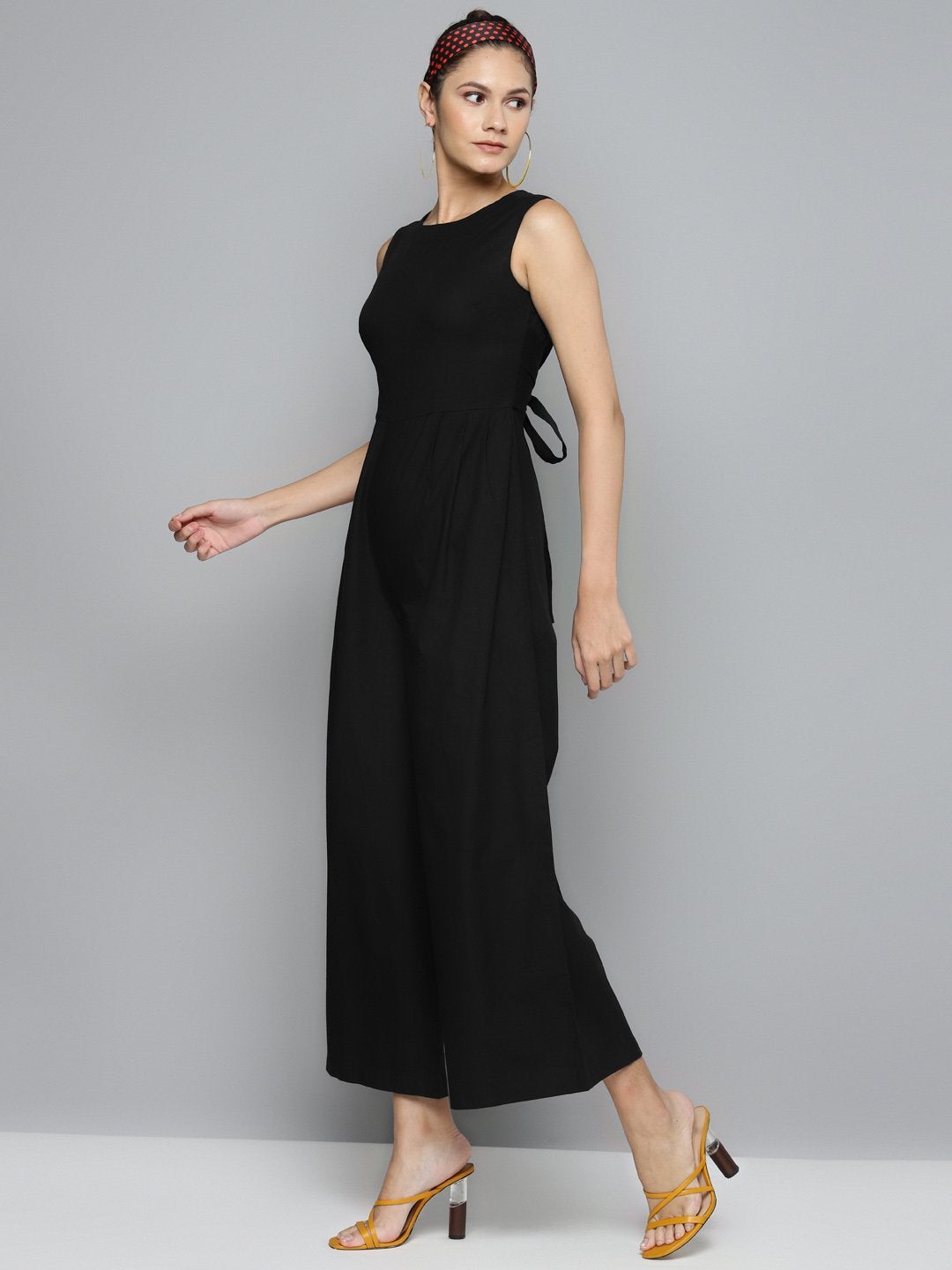 Women's Black Tie Up Jumpsuit - SASSAFRAS