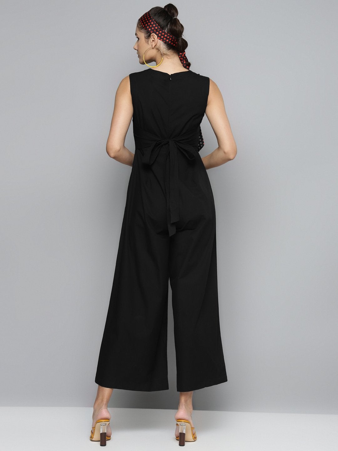 Women's Black Tie Up Jumpsuit - SASSAFRAS