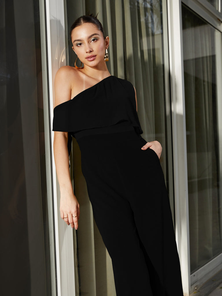 Women's Black One Shoulder Jumpsuit