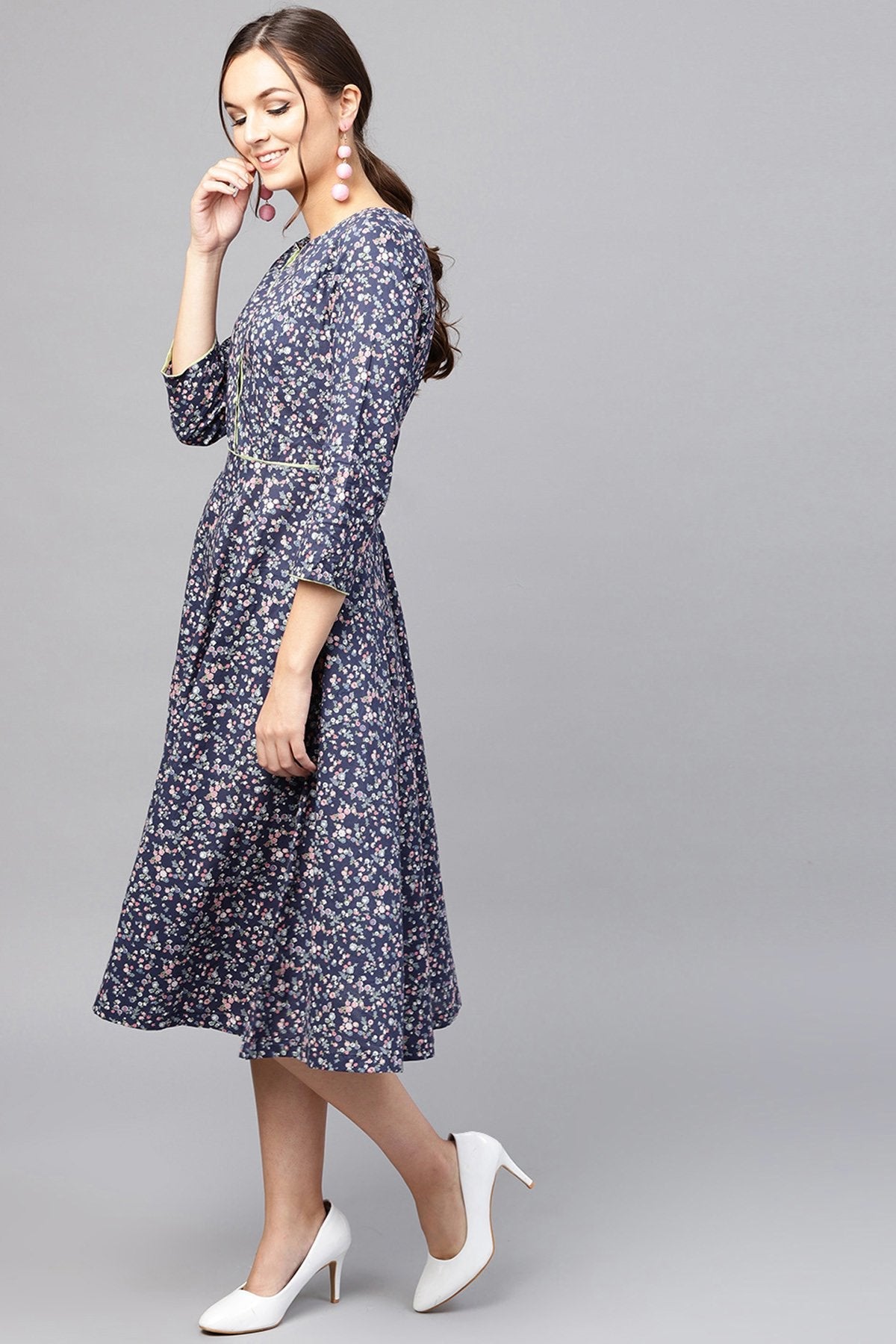 Women's Navy Floral Dress - SASSAFRAS