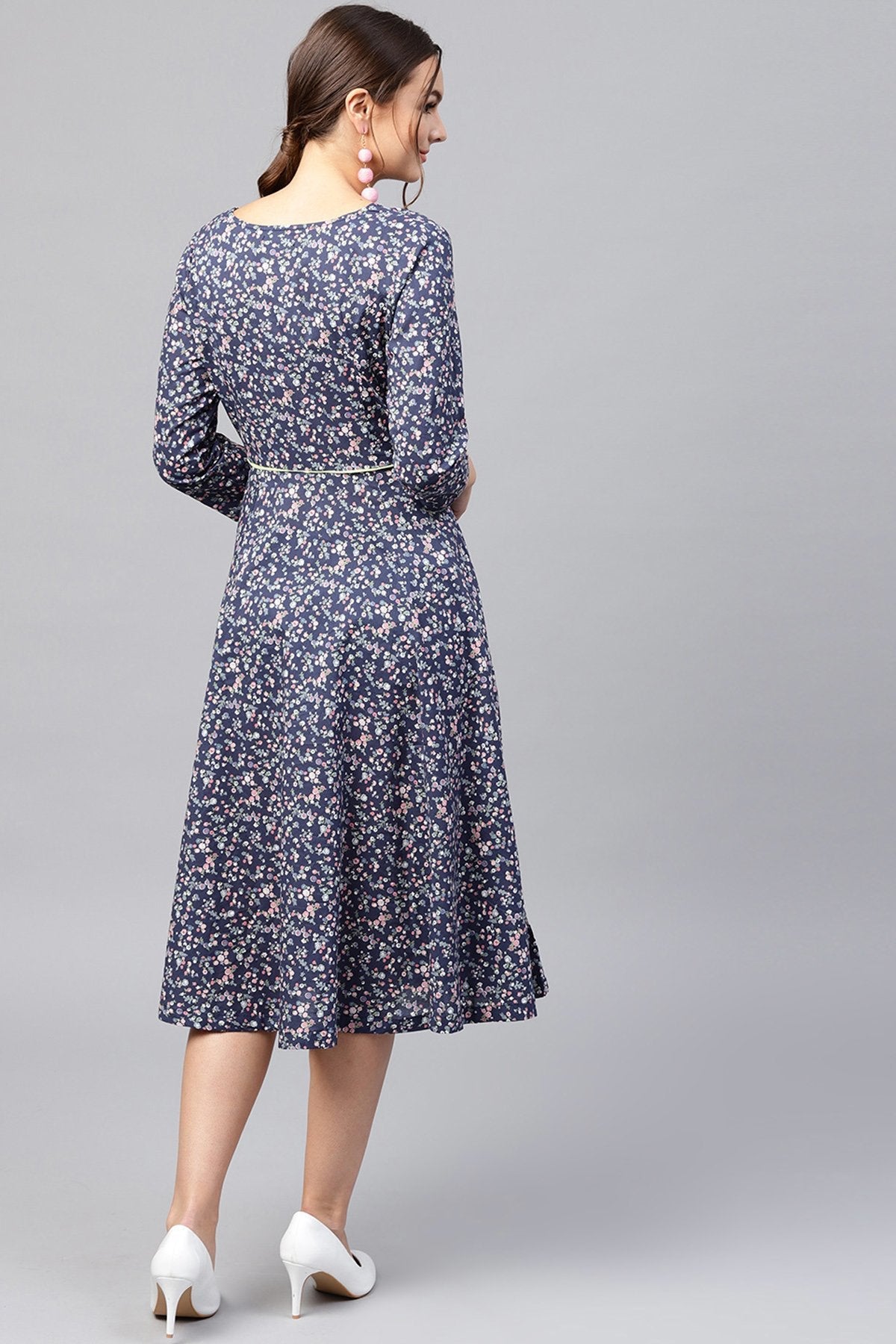 Women's Navy Floral Dress - SASSAFRAS