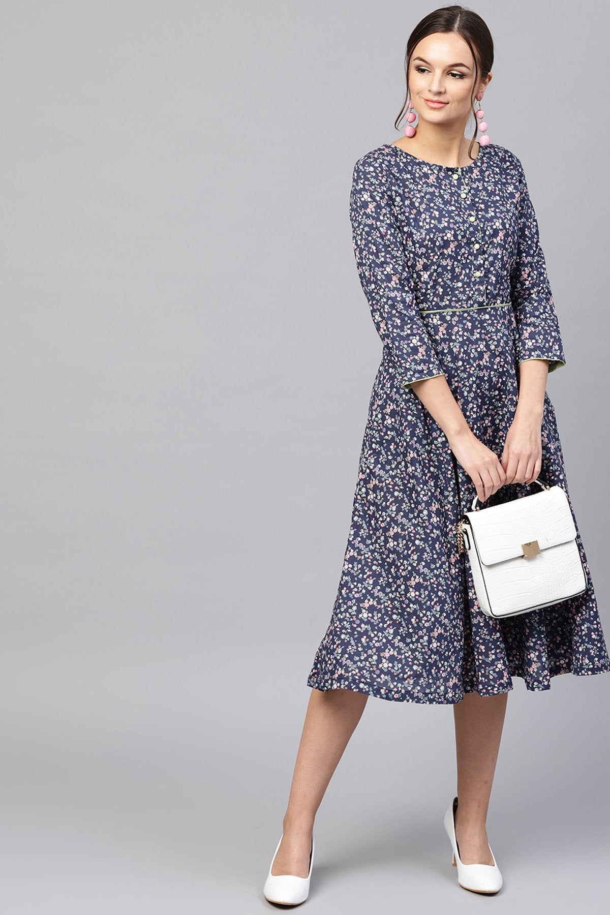 Women's Navy Floral Dress - SASSAFRAS