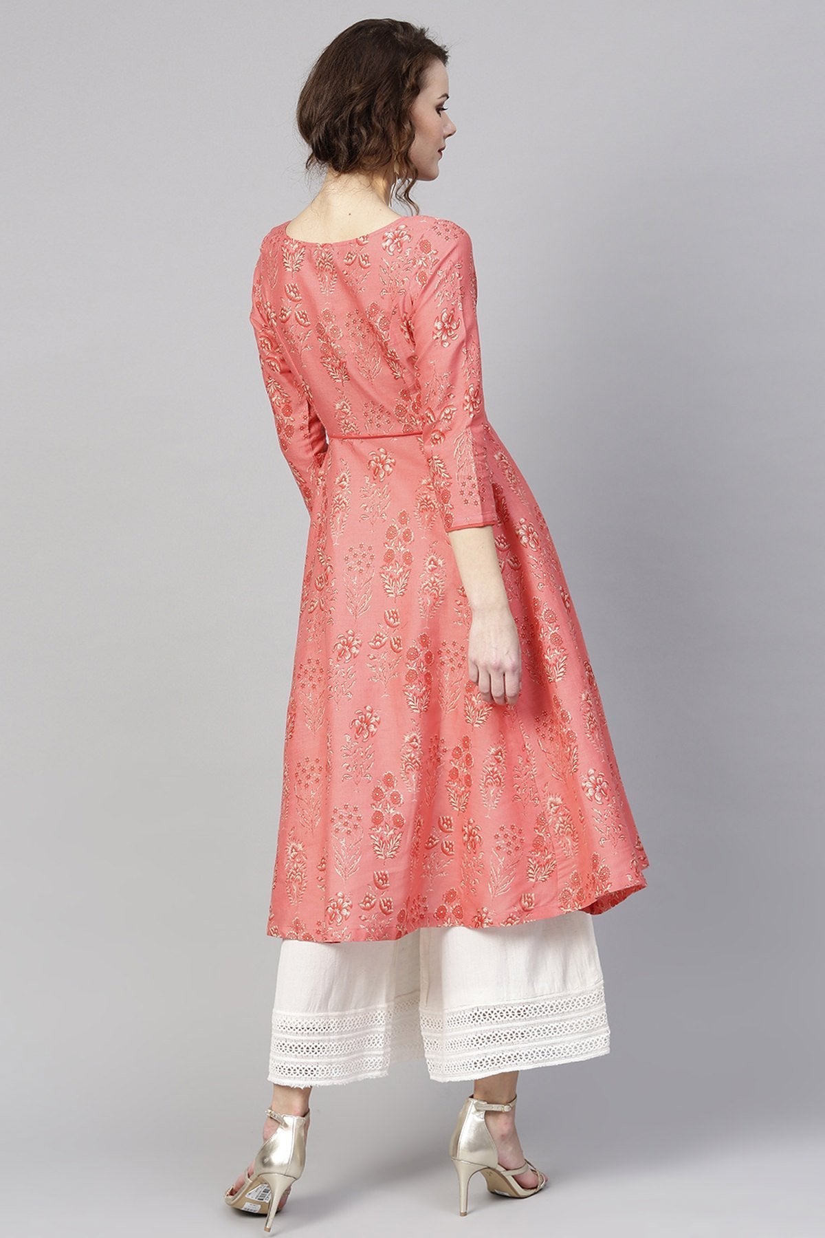 Women's Coral Floral Piping Anarkali - SHAE