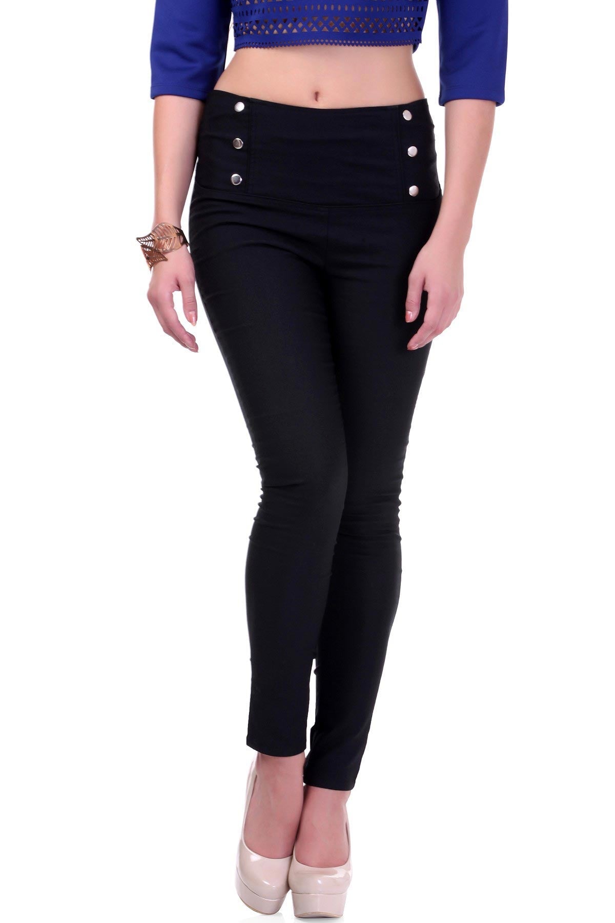 Women's High Waisted Black Jeggings - SASSAFRAS