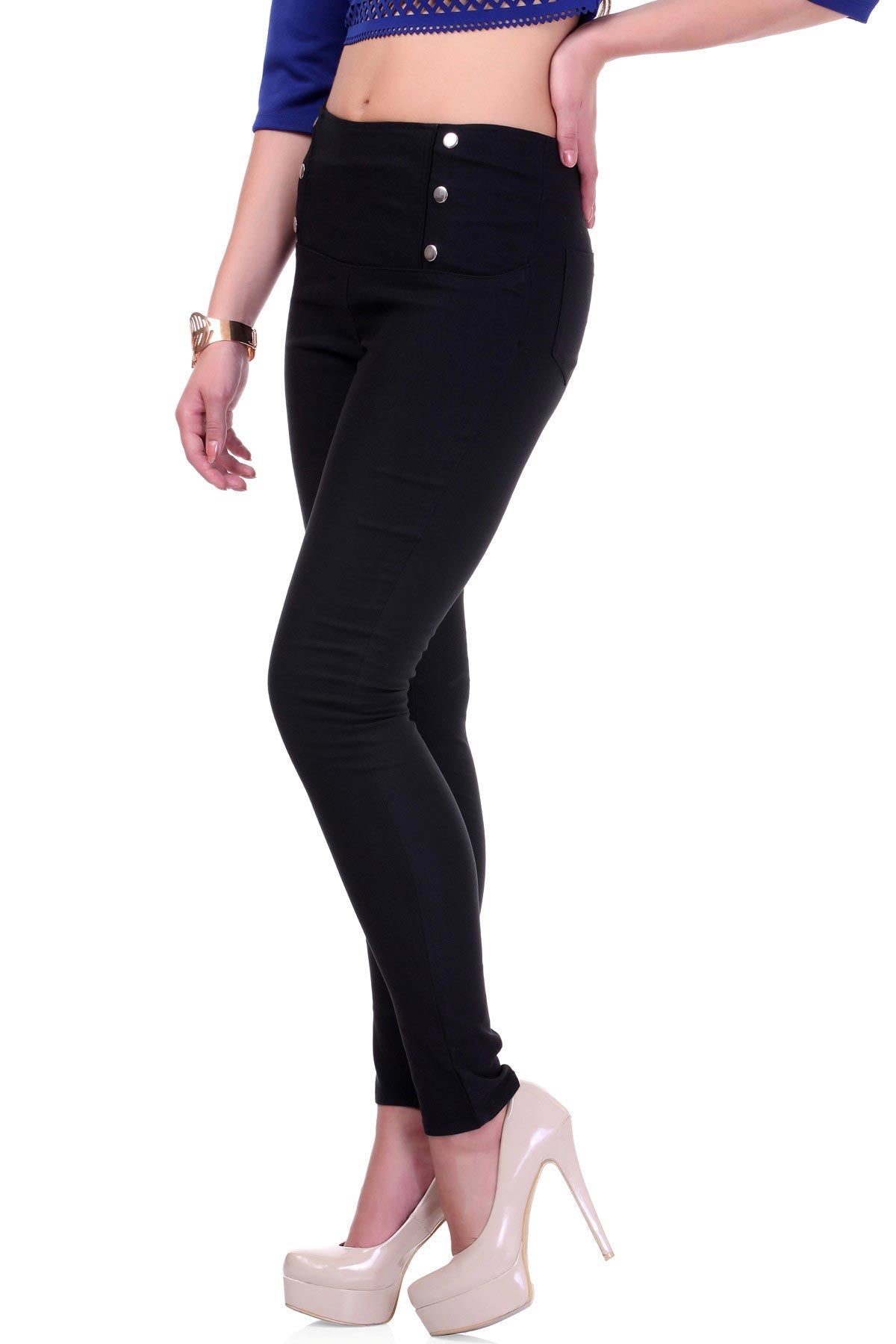 Women's High Waisted Black Jeggings - SASSAFRAS