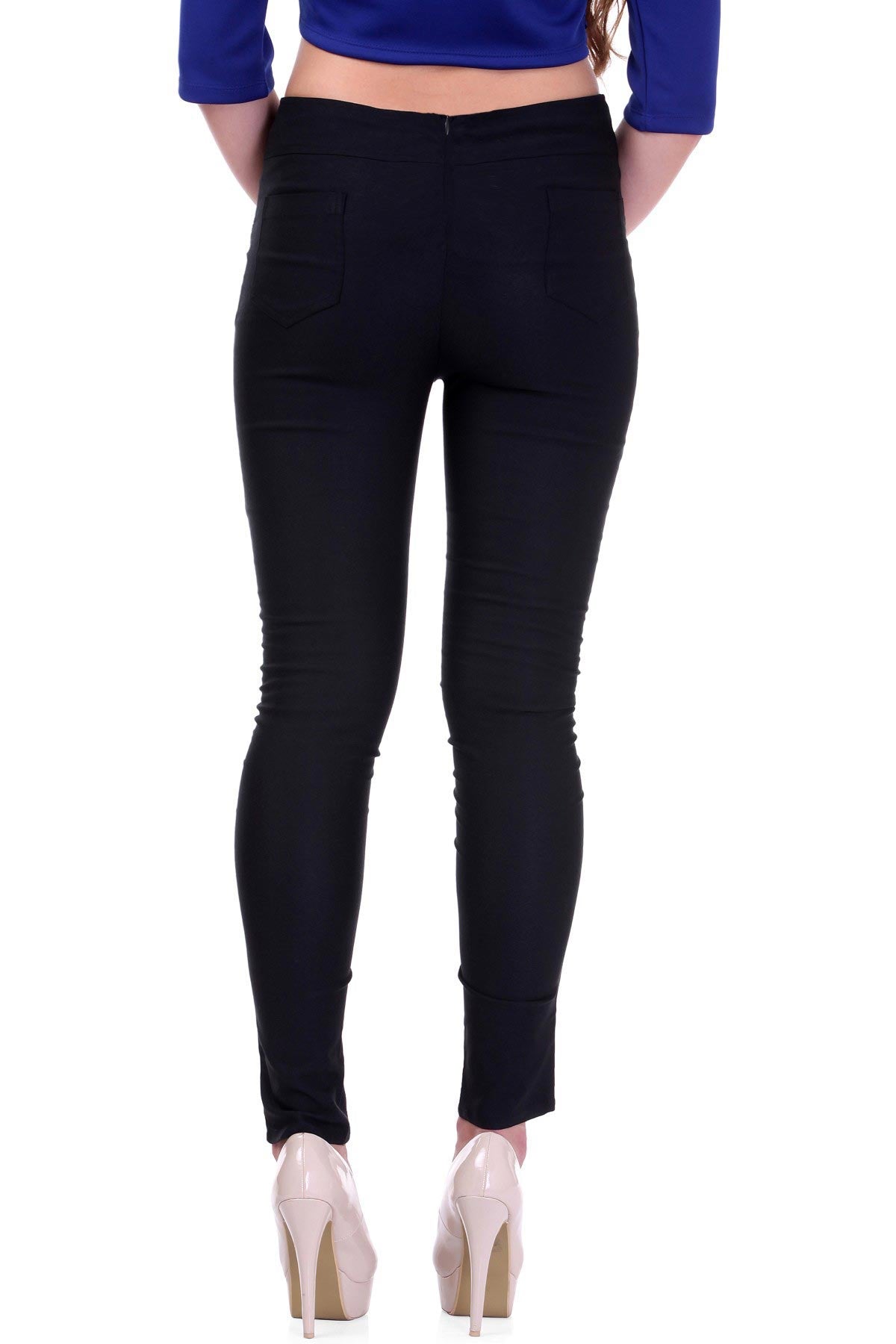 Women's High Waisted Black Jeggings - SASSAFRAS