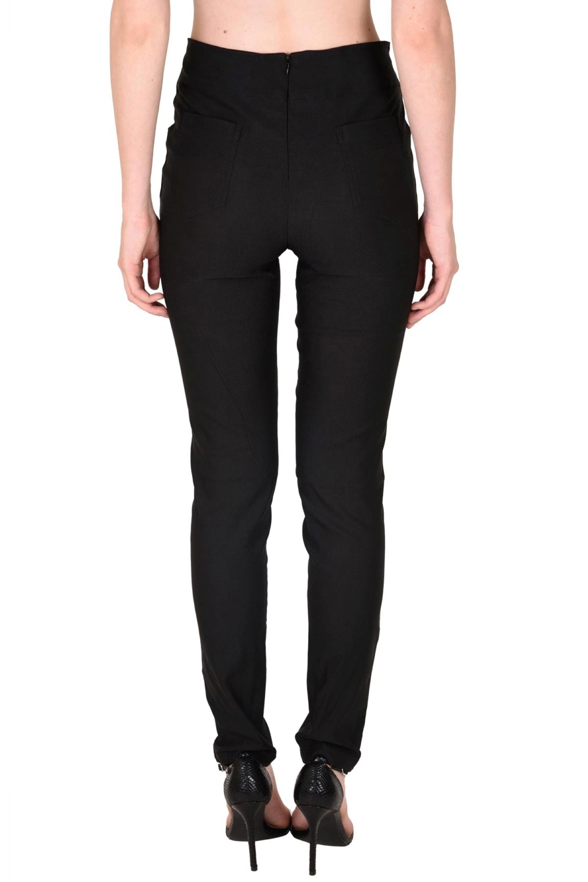 Women's High Waisted Black Button Jeggings - SASSAFRAS