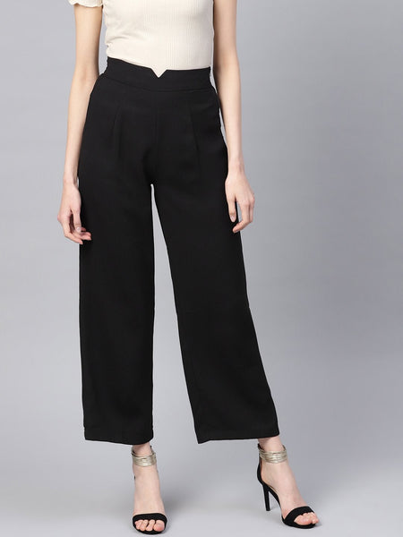 Buy Next One Women Relaxed Straight Leg Loose Fit High Rise Easy Wash Formal  Trousers - Trousers for Women 23367768 | Myntra