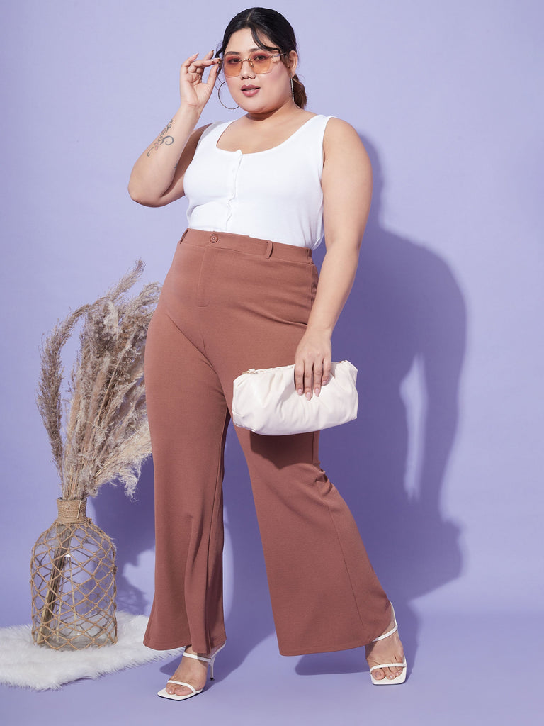 Women's Brown Bell Bottom Trousers