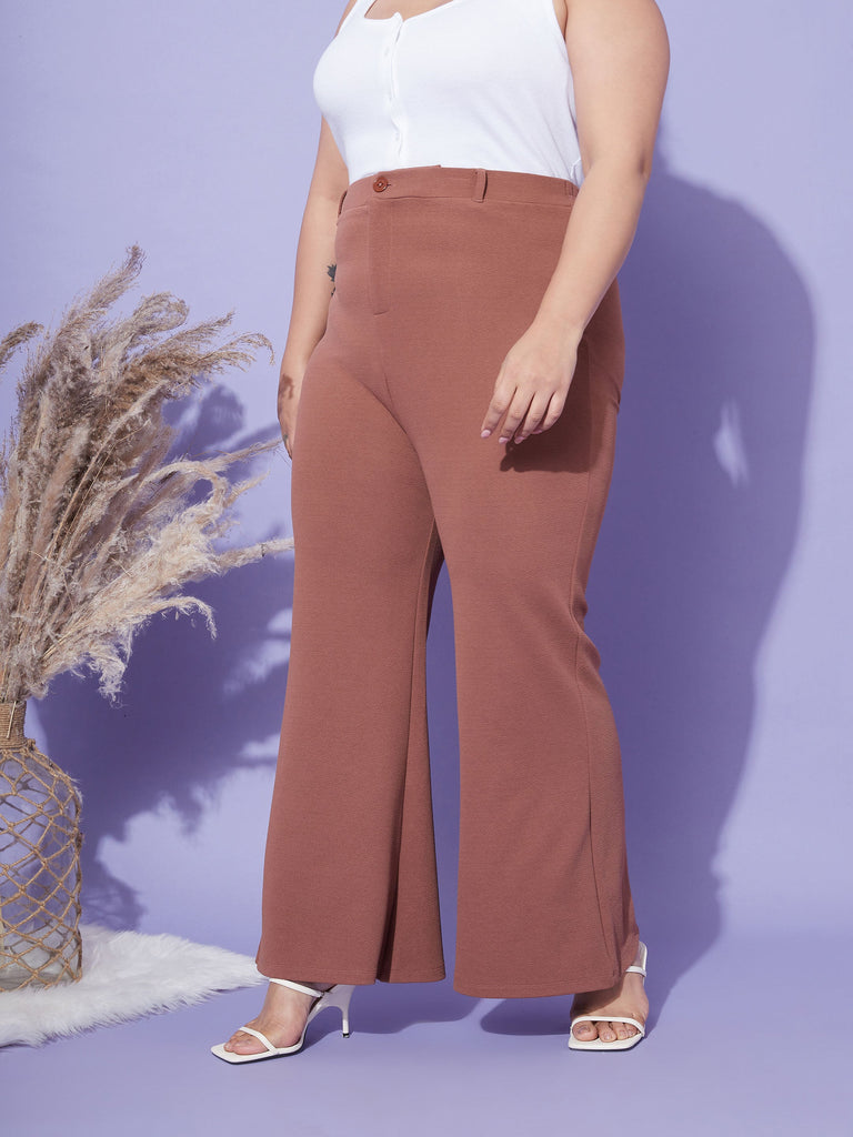 Women's Brown Bell Bottom Trousers