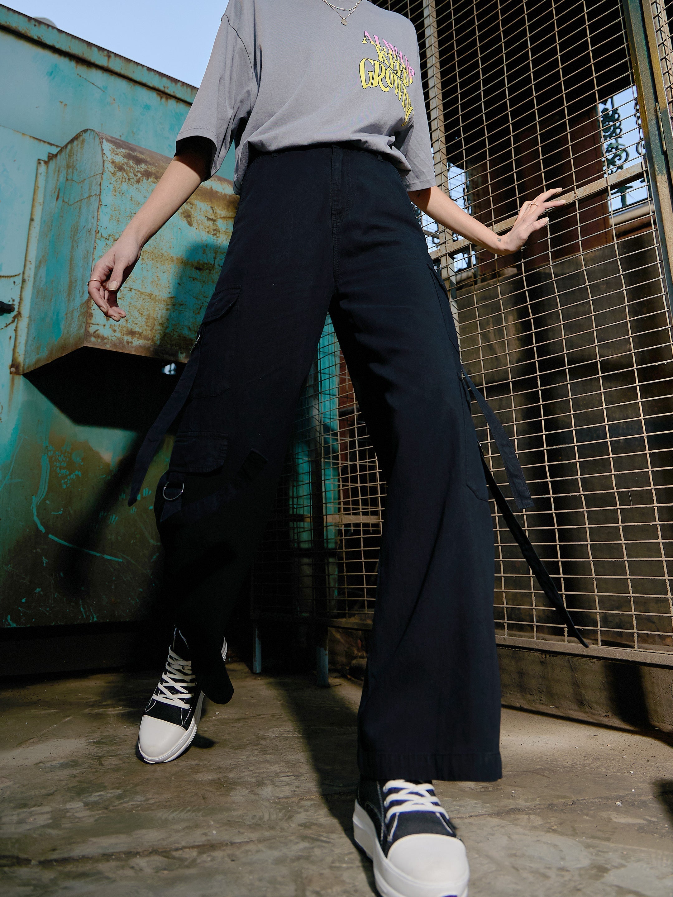 Women's Black Tencel Cargo Pants