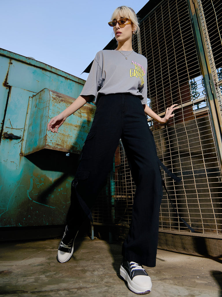Women's Black Tencel Cargo Pants