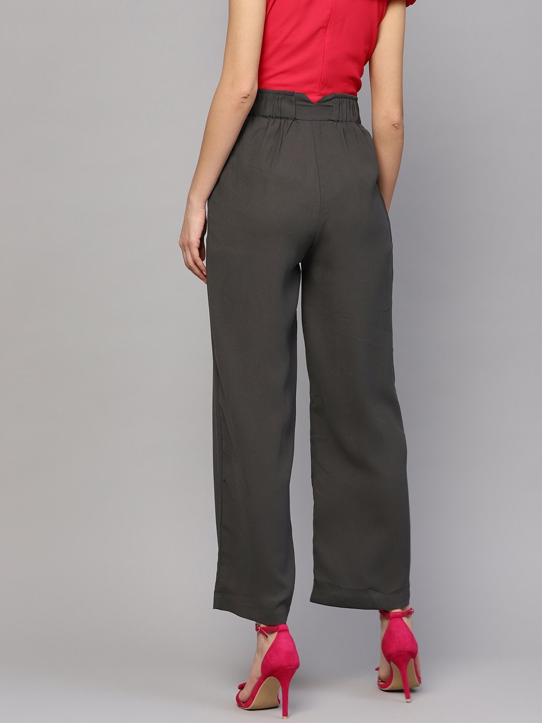 Women's Grey Wide Leg Trousers - SASSAFRAS