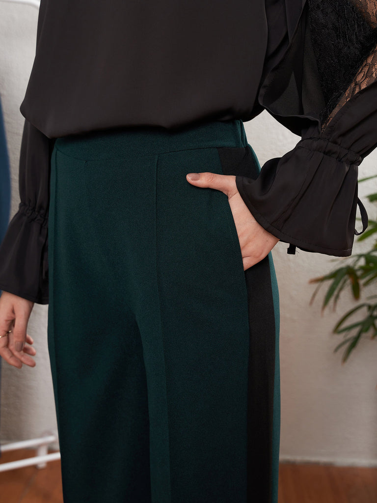 Women's Emerald Green Side Tape Straight Pants