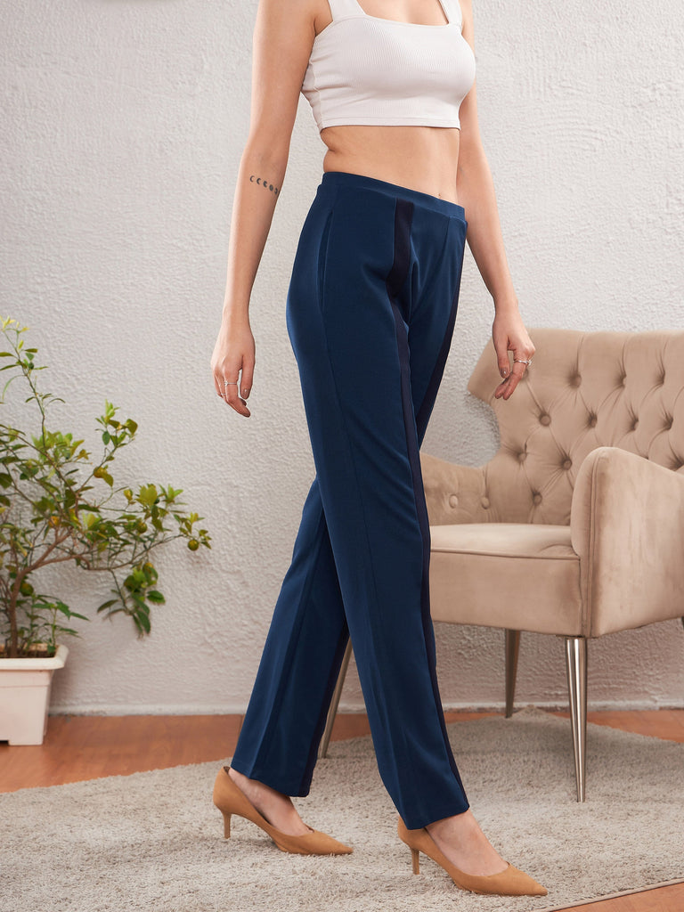 Women's Blue Front Tape Bootleg Pants
