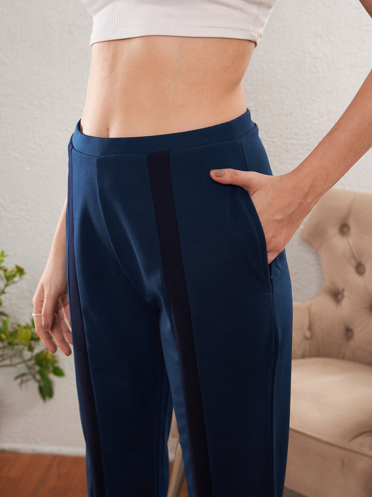 Women's Blue Front Tape Bootleg Pants