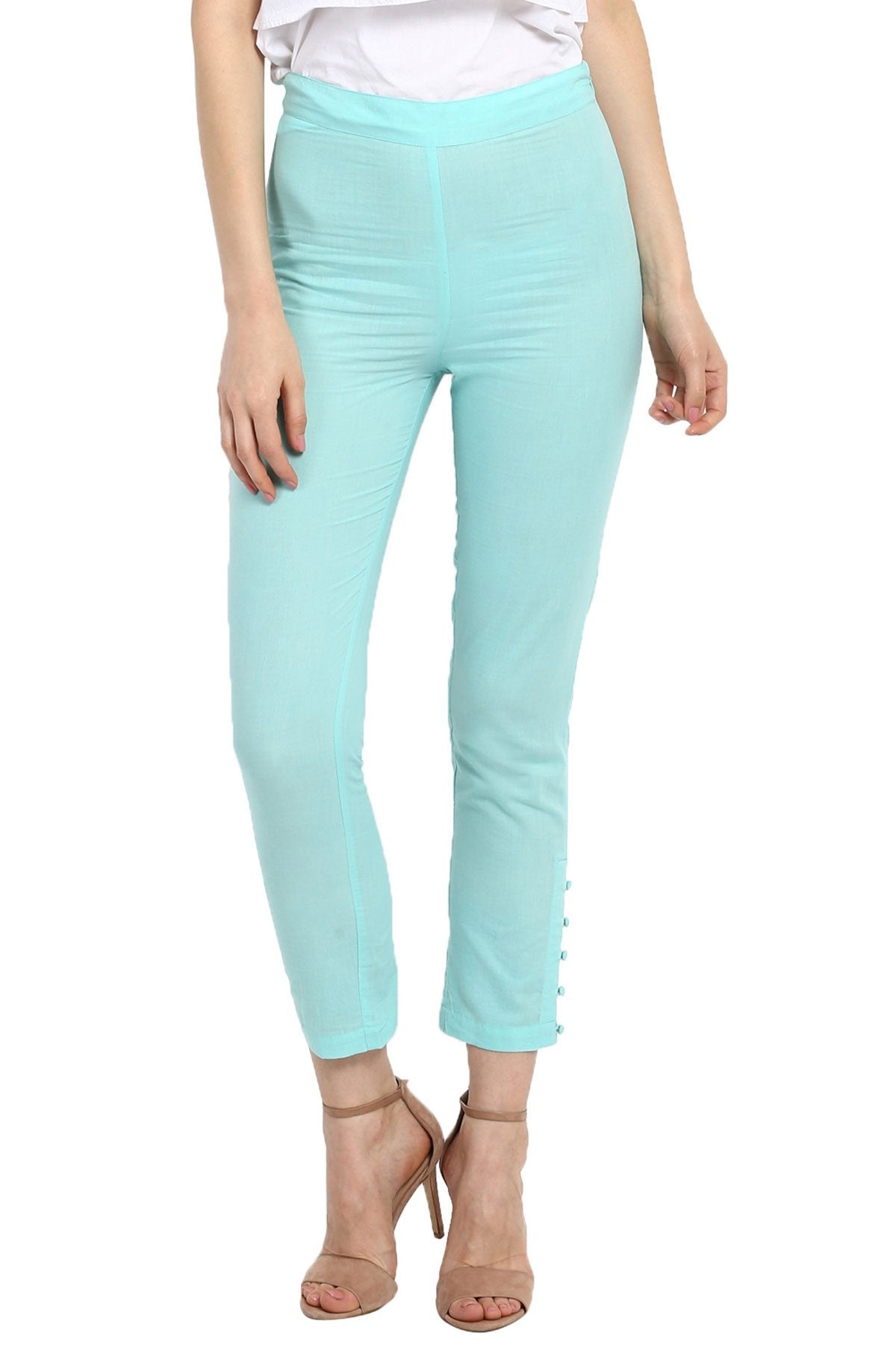 Women's Blue Pencil Pants - SASSAFRAS