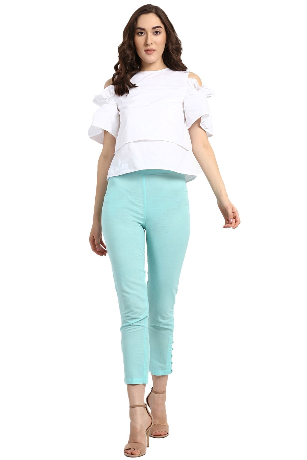 Women's Blue Pencil Pants - SASSAFRAS